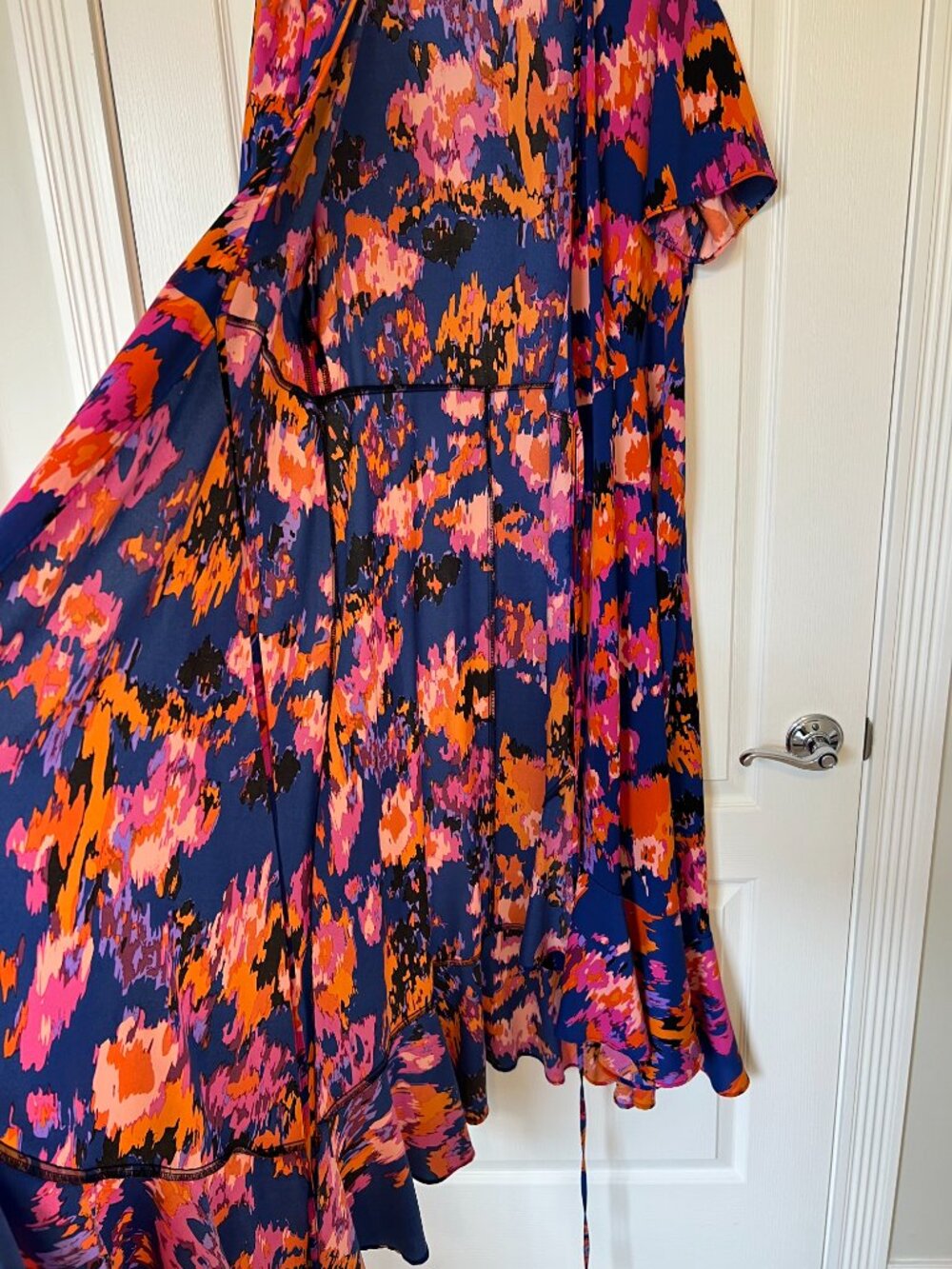 NWOT Pretty Garden High Low Wrap Midi Dress Short Sleeve Abstract Print SIZE Med - Picture 10 of 13